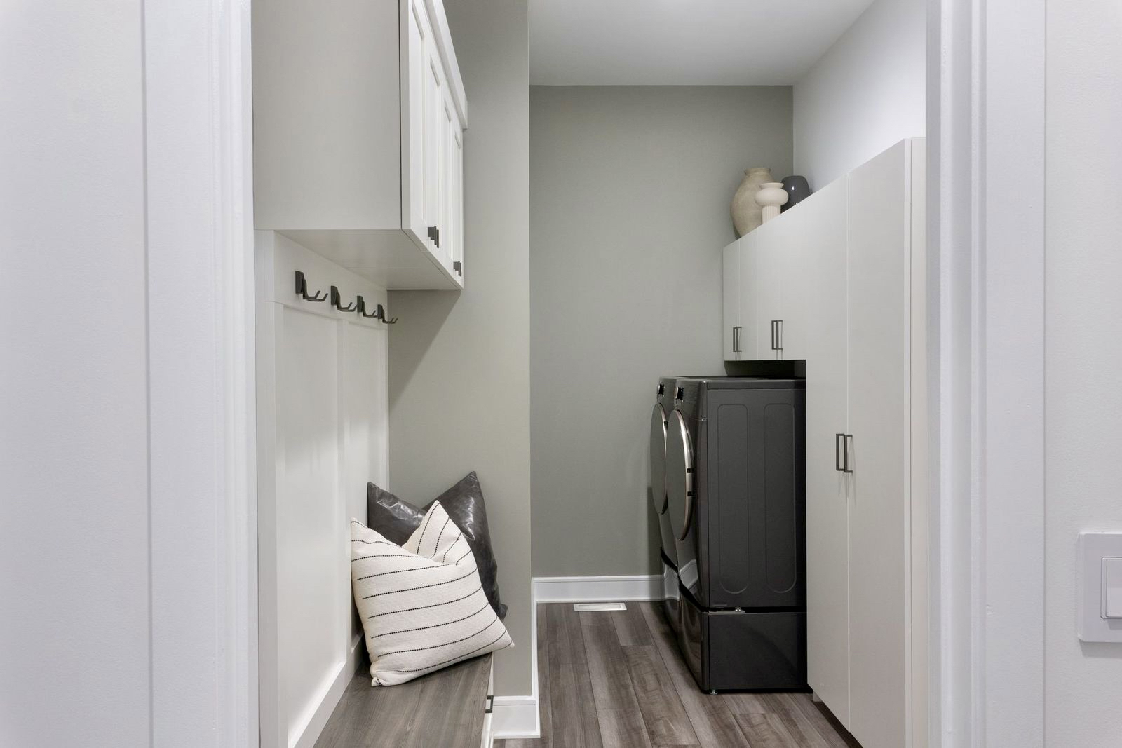 Laundry room with storage Image of newly designed laundry room with closets.