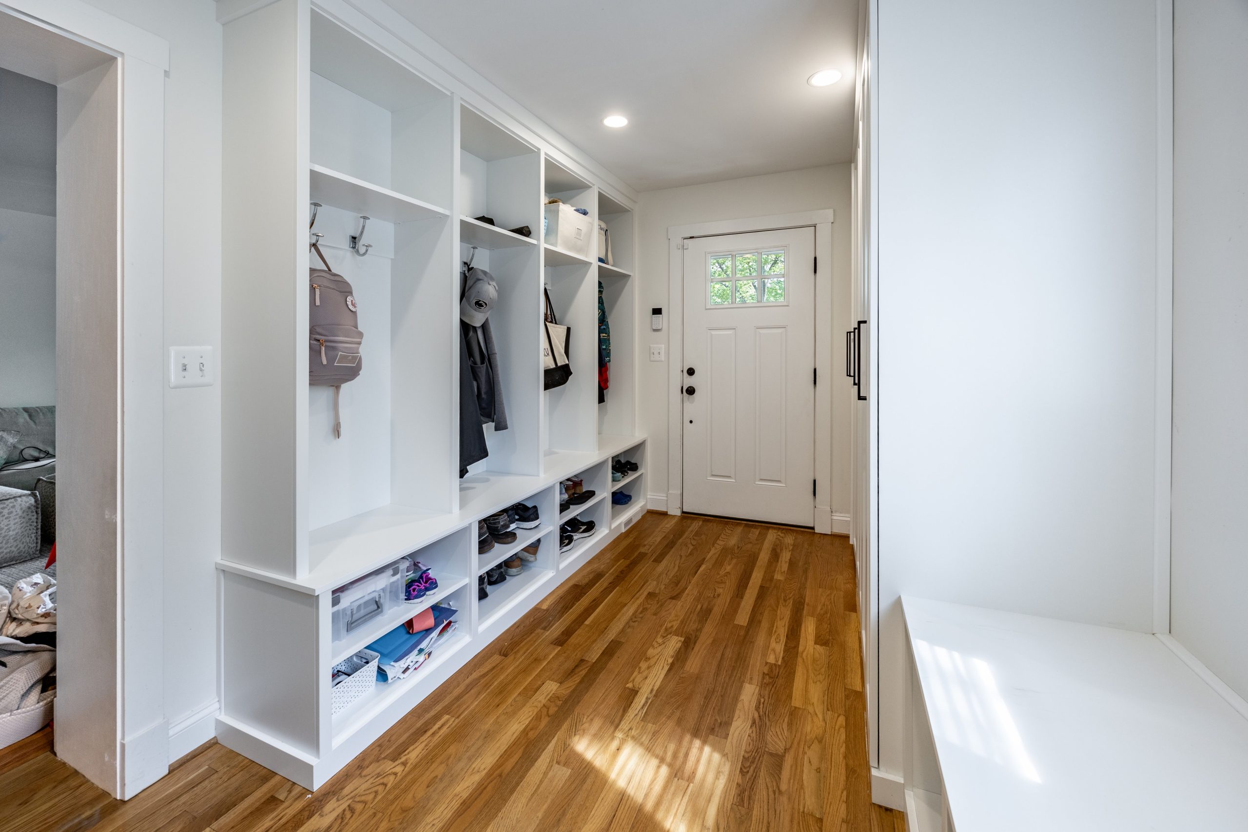 Mudroom storage systems for entryways. Image of mudroom storage systems