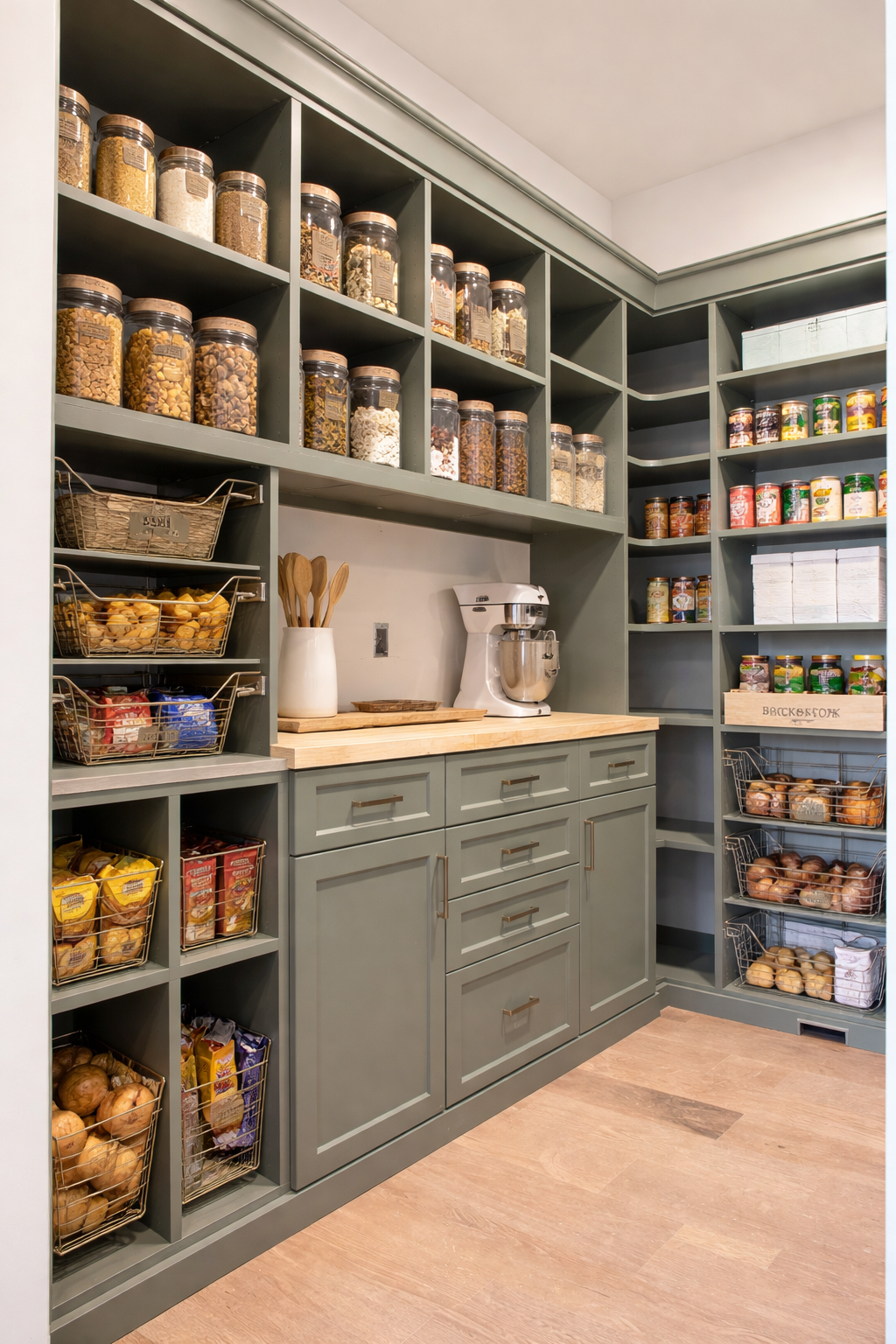 Custom home storage for Newport Beach homeowners. Image of custom home storage for a Newport Beach kitchen.